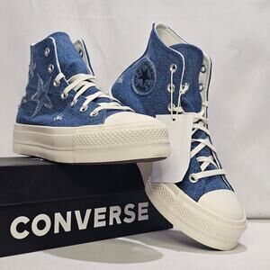 Converse Women's CTAS Lift Denim  Hi Top Star Sneakers Size 8.5 A12045C Navy NWT